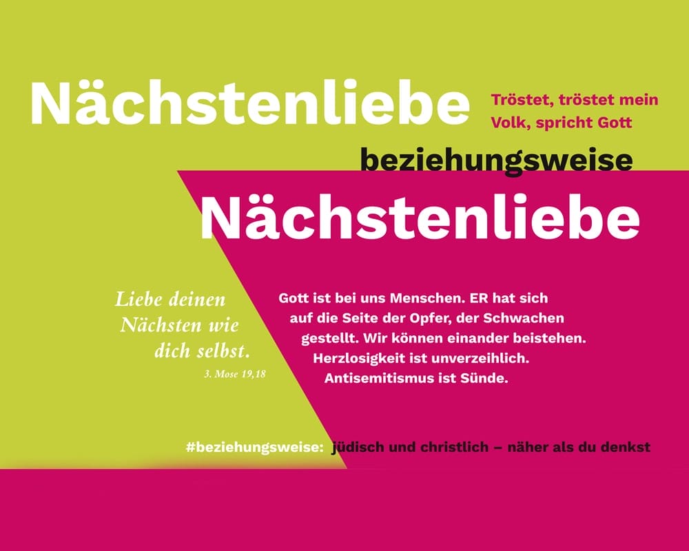 Ein Plakat mit der Aufschrift "Nächstenlieb"