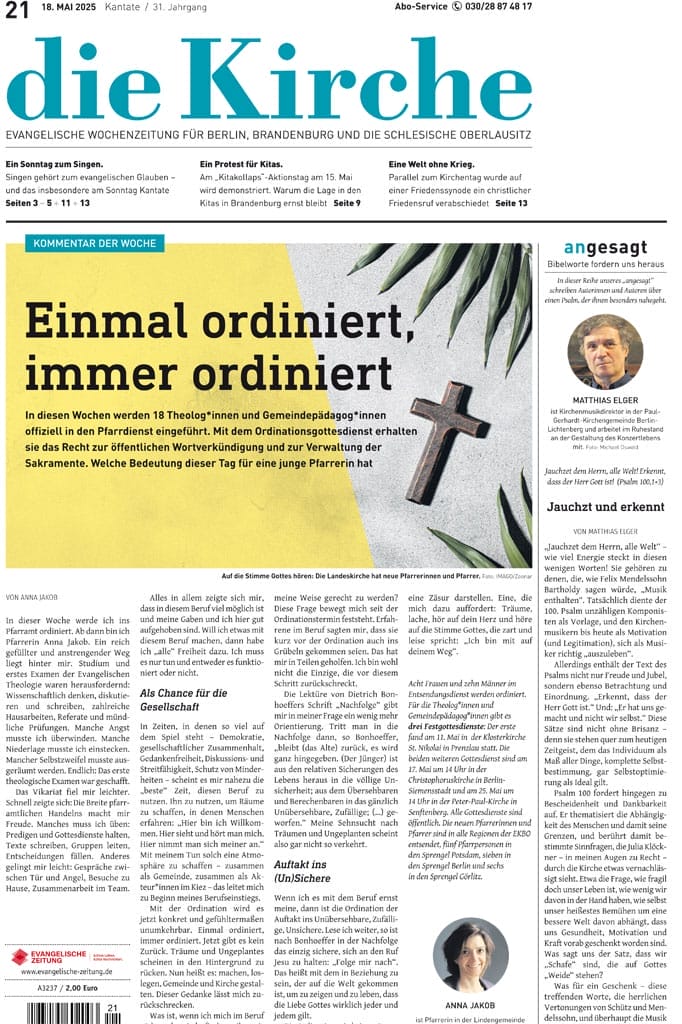 Zeitungsseite mit Text und Grafik
