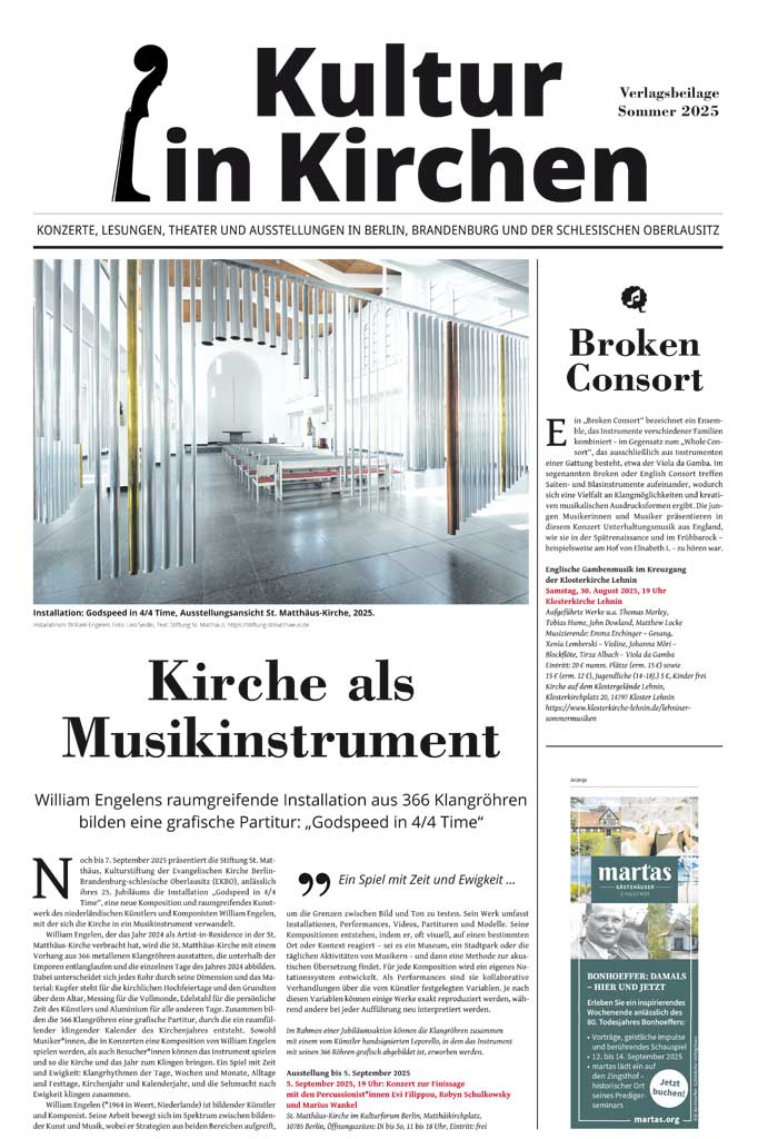 Zeitungsseite "Kultur in Kirchen"