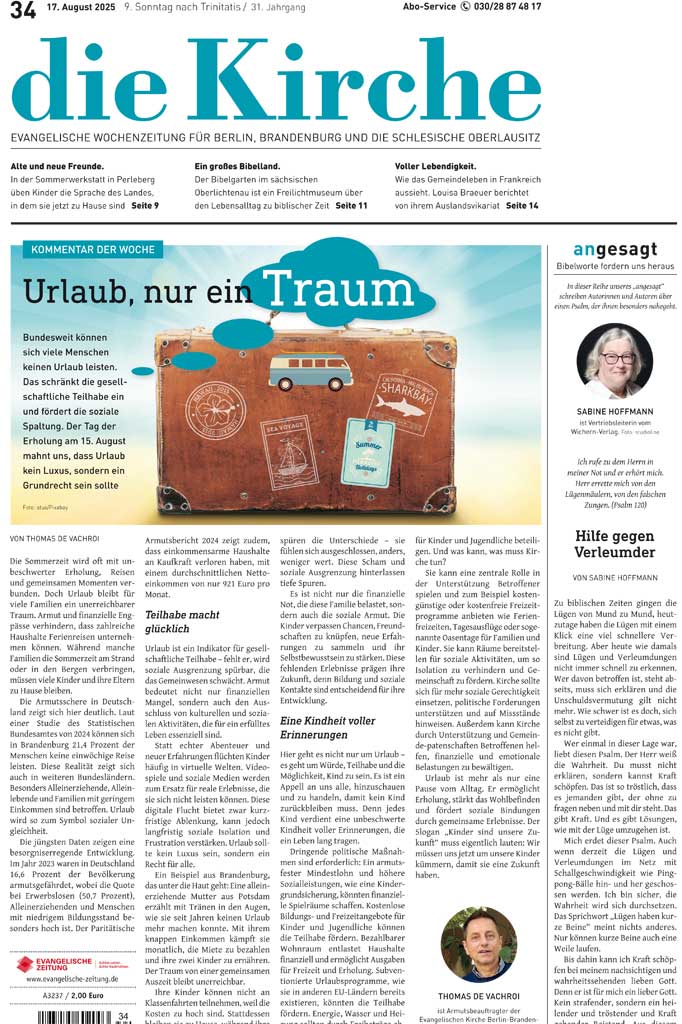Zeitungsseite mit einem Foto in der Mitte