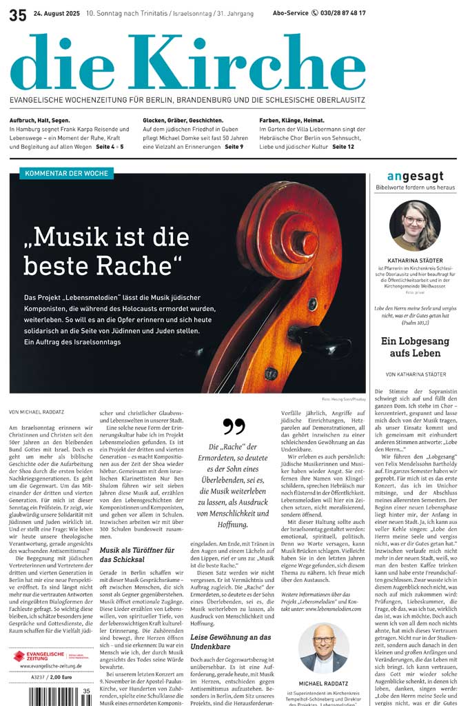 Zeitungsseite mit einem Bild in der Mitte