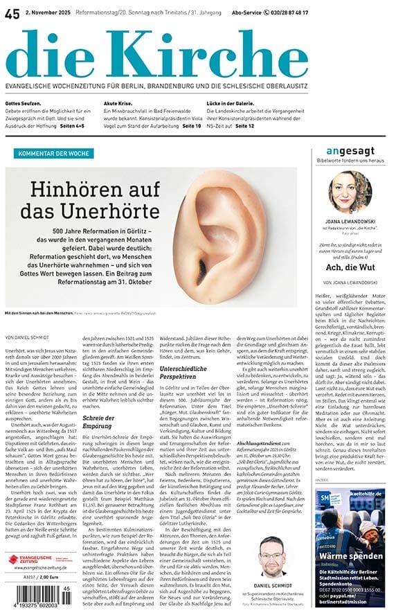 Titelseite der Zeitung "die Kirche"