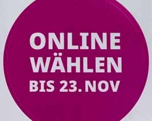 Bild mit Kreis und dem Text Online wählen