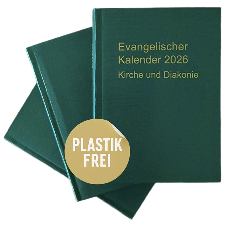 Grüner Taschenkalender mit goldener Schrift